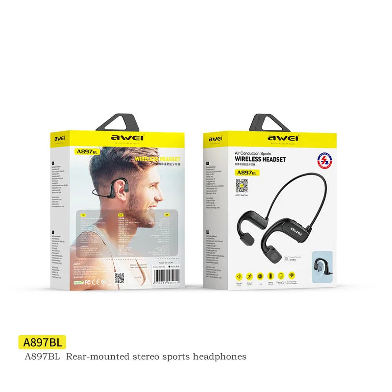 AWEI A897BL Air Conduction Bluetooth Sports Headset Vandtæt øretelefon Trådløs hovedtelefon AWEI A897BL Air Conduction Bluetooth Sports Headset Vandtæt øretelefon Trådløs hovedtelefon